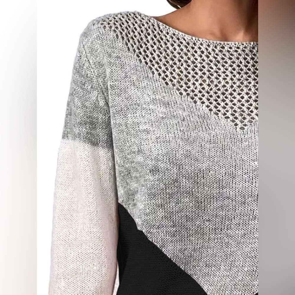 Openwork Color Block Sweater - Picture 11 of 12